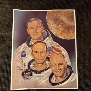 Astronauts Moon Landing Wall Art in White and Brown Apollo 11 🎥
